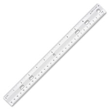 Standard Plastic Ruler, 12" Long, Holes for Binders, Clear