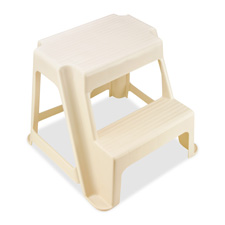 Two Step Stool, Holds 300 lbs, 18-1/2"x18-1/4"x16", Almond