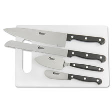 Breakroom Cutlery Set, 5pc, Stainless Steel/Black