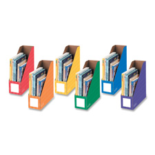 Magazine File Folders, Ltr, 4"x11"x12-1/4", 6/PK, Ast