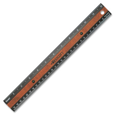 Plastic Ruler, with Wood Inlay, 12" L, Black/Burl