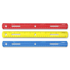 Plastic Ruler, Grooved Plastic, 12"Long, Assorted