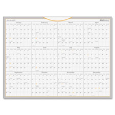 Dry Erase Yearly Calendar, w/Marker, Jan-Dec, 24"x18", White