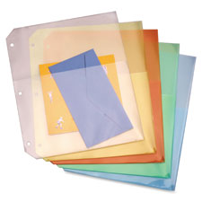 Ring Binder Poly Pockets, 8-1/2"x11", 5/PK, Assorted Colors