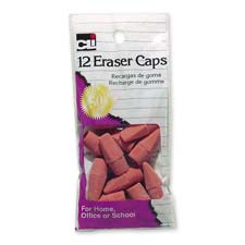 Eraser Pencil Caps, Rubber, 12/PK, Pink