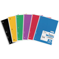 Notebooks,1-Subject,Wide Rule,70 Sht,10-1/2"x8", 6/BD, AST